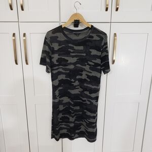 Lucky Brand Camo T Shirt Dress Womens M Short Sleeve